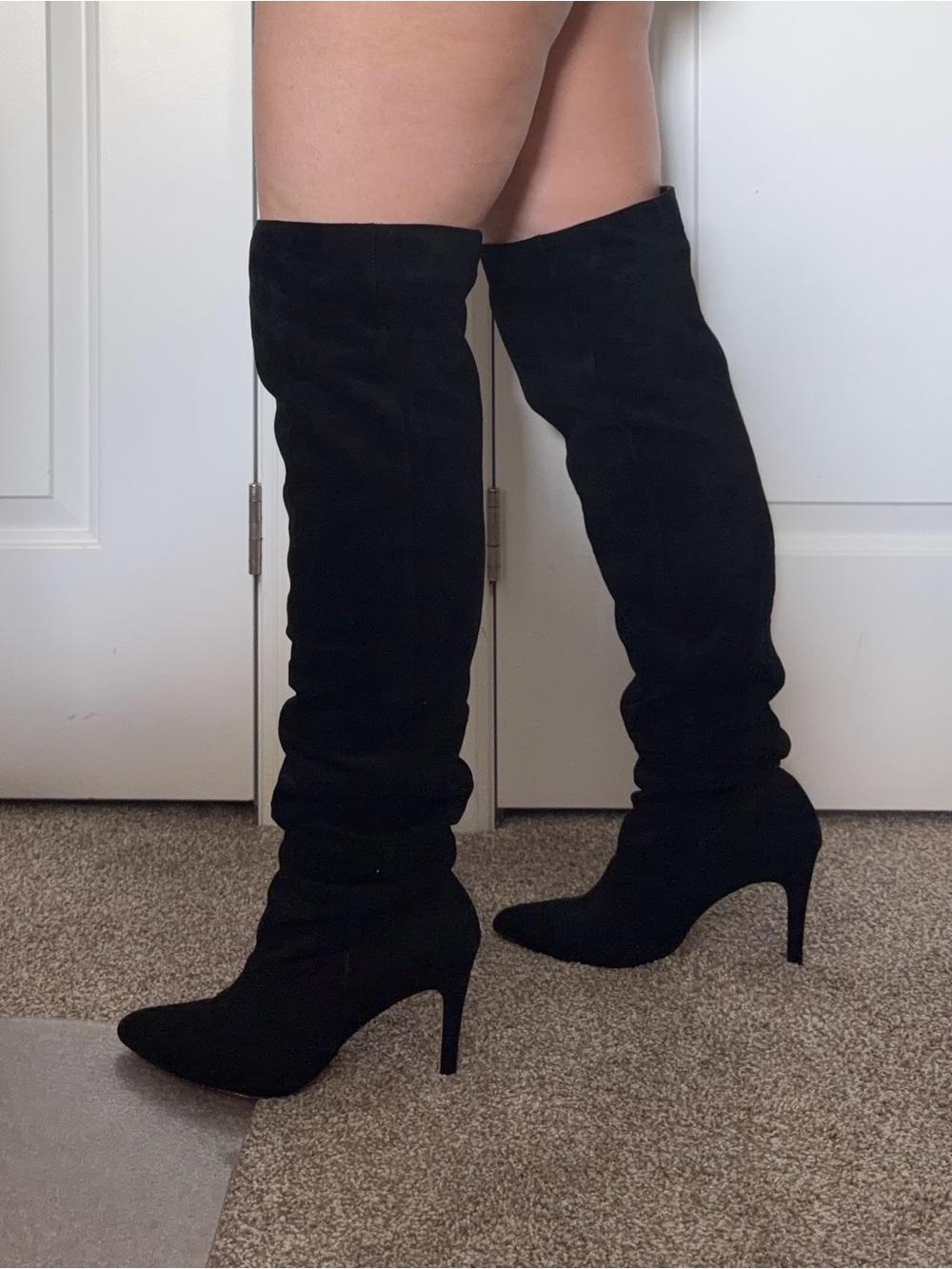 Call It Spring Over The Knee High Suede Heel Boots, Black, Size 8